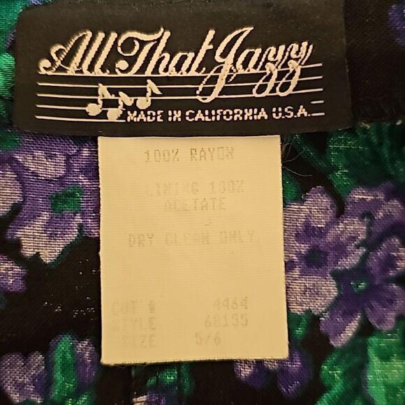 1980s Midi Sheath Vintage Dress Pockets Purple Green Black  All That Jazz - Picture 9 of 10